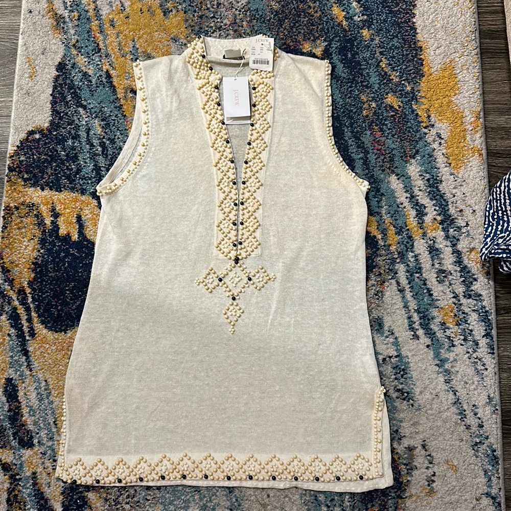 J crew sleeveless beaded shirt. New with tags
